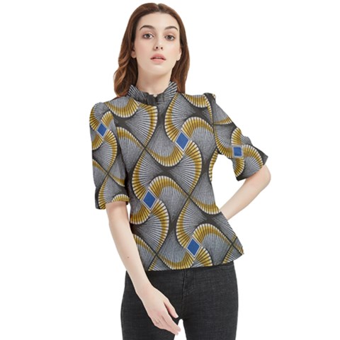 Modern Optaart Frill Neck Blouse by Sparkle