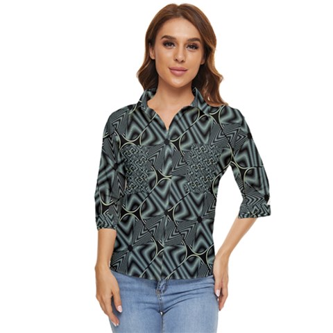 Modern Illusion Women s Quarter Sleeve Pocket Shirt by Sparkle