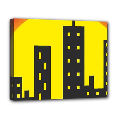 Skyline-city-building-sunset Deluxe Canvas 20  X 16  (stretched) by Sudhe