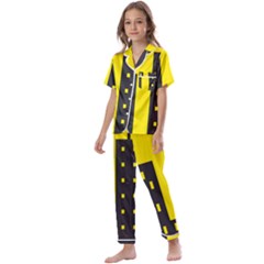 Skyline-city-building-sunset Kids  Satin Short Sleeve Pajamas Set by Sudhe