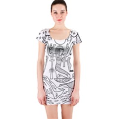 Egyptian-hieroglyphics-history-seb Short Sleeve Bodycon Dress by Sudhe