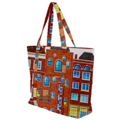 Town-buildings-old-brick-building Zip Up Canvas Bag by Sudhe