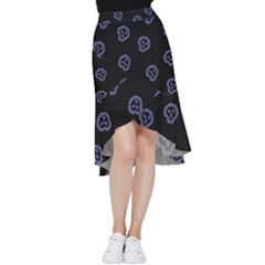 Purple Skulls On Dark Background Frill Hi Low Chiffon Skirt by SychEva