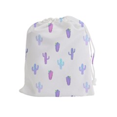 Purple And Blue Cacti Drawstring Pouch (xl) by SychEva