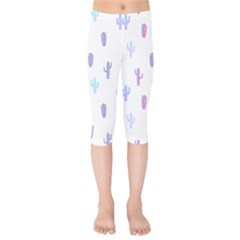 Purple And Blue Cacti Kids  Capri Leggings  by SychEva