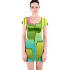 Background-color-texture-bright Short Sleeve Bodycon Dress by Sudhe