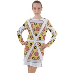 Pizza-slice-food-italian Long Sleeve Hoodie Dress by Sudhe