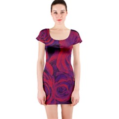 Roses-red-purple-flowers-pretty Short Sleeve Bodycon Dress by Sudhe