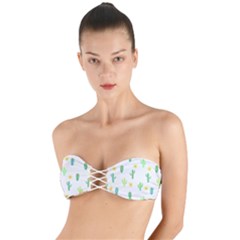 Green Cacti With Sun Twist Bandeau Bikini Top by SychEva