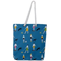 Girls Walk With Their Dogs Full Print Rope Handle Tote (large) by SychEva