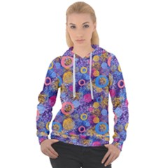 Multicolored Splashes And Watercolor Circles On A Dark Background Women s Overhead Hoodie by SychEva