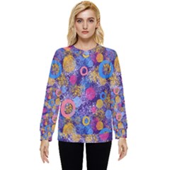 Multicolored Splashes And Watercolor Circles On A Dark Background Hidden Pocket Sweatshirt by SychEva