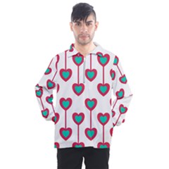 Red Hearts On A White Background Men s Half Zip Pullover by SychEva