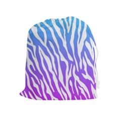 White Tiger Purple & Blue Animal Fur Print Stripes Drawstring Pouch (xl) by Casemiro