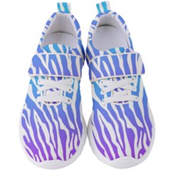 White Tiger Purple & Blue Animal Fur Print Stripes Women s Velcro Strap Shoes by Casemiro