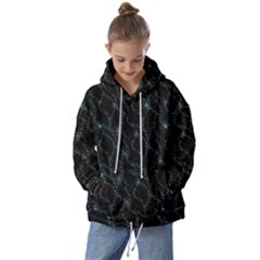 Turquoise Abstract Flowers With Splashes On A Dark Background  Abstract Print Kids  Oversized Hoodie by SychEva