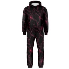 Pink Abstract Flowers With Splashes On A Dark Background  Abstract Print Hooded Jumpsuit (men)  by SychEva