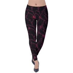 Pink Abstract Flowers With Splashes On A Dark Background  Abstract Print Velvet Leggings by SychEva