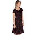 Pink Abstract Flowers With Splashes On A Dark Background  Abstract Print Classic Short Sleeve Dress View3