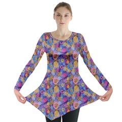 Multicolored Circles And Spots Long Sleeve Tunic  by SychEva