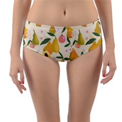 Yellow Juicy Pears And Apricots Reversible Mid-waist Bikini Bottoms by SychEva