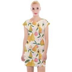 Yellow Juicy Pears And Apricots Cap Sleeve Bodycon Dress by SychEva