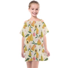 Yellow Juicy Pears And Apricots Kids  One Piece Chiffon Dress by SychEva