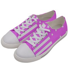 Saturated Pink Lines And Stars Pattern, Geometric Theme Women s Low Top Canvas Sneakers by Casemiro