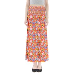 Cute Faces Of Dogs And Cats With Glasses Full Length Maxi Skirt by SychEva