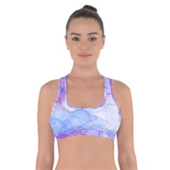 Purple And Blue Alcohol Ink  Cross Back Sports Bra by Dazzleway