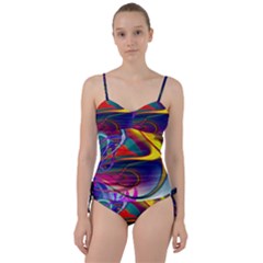 Colorful Rainbow Modern Paint Pattern 13 Sweetheart Tankini Set by DinkovaArt