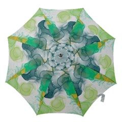 Orange And Green Alcohol Ink  Hook Handle Umbrellas (medium) by Dazzleway