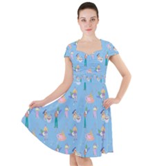 Beautiful Girls With Drinks Cap Sleeve Midi Dress by SychEva