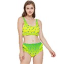 Blue Butterflies at yellow and green, two color tone gradient Frilly Bikini Set View1