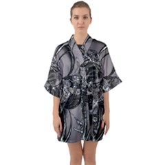 Satellite Half Sleeve Satin Kimono  by MRNStudios