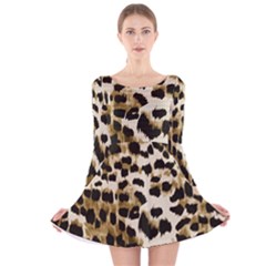 Leopard-print 2 Long Sleeve Velvet Skater Dress by skindeep