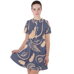 Folk Flowers Pattern  Short Sleeve Shoulder Cut Out Dress  by Eskimos