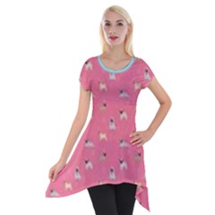 Funny Pugs  Cute Pets Short Sleeve Side Drop Tunic by SychEva