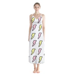 Pattern Cute Flash Design Button Up Chiffon Maxi Dress by brightlightarts