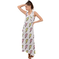 Pattern Cute Flash Design V-neck Chiffon Maxi Dress by brightlightarts