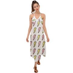 Pattern Cute Flash Design Halter Tie Back Dress  by brightlightarts