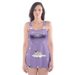 Pug Dog On A Cloud Skater Dress Swimsuit by SychEva