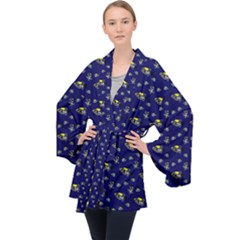 Clown Trigger Print Long Sleeve Velvet Kimono  by SeaworthyClothing