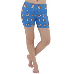 Cute Corgi Dogs Lightweight Velour Yoga Shorts by SychEva