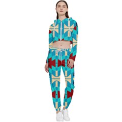 Shapes Rows Cropped Zip Up Lounge Set by LalyLauraFLM