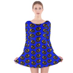 Angelfish Abstract Pattern Long Sleeve Velvet Skater Dress by SeaworthyClothing