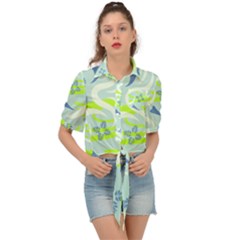 Folk Flowers Pattern  Tie Front Shirt  by Eskimos