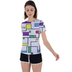 Colorful Rectangles Back Circle Cutout Sports Tee by LalyLauraFLM