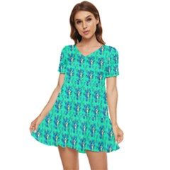 Seahorse Pattern Tiered Short Sleeve Mini Dress by SeaworthyClothing