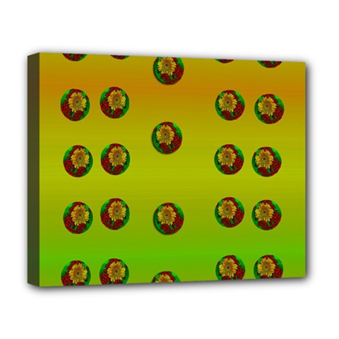 Sun Flowers For Iconic Pleasure In Pumpkin Time Deluxe Canvas 20  X 16  (stretched) by pepitasart